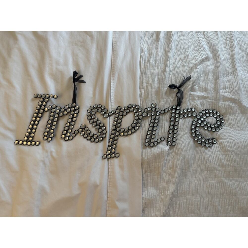 "Inspire" Decorative Wall Hanging Rhinestones Black Ribbon Glam Home Decor